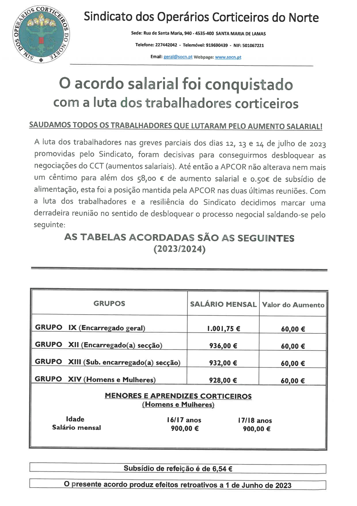 o acordo salarial foi conquistado